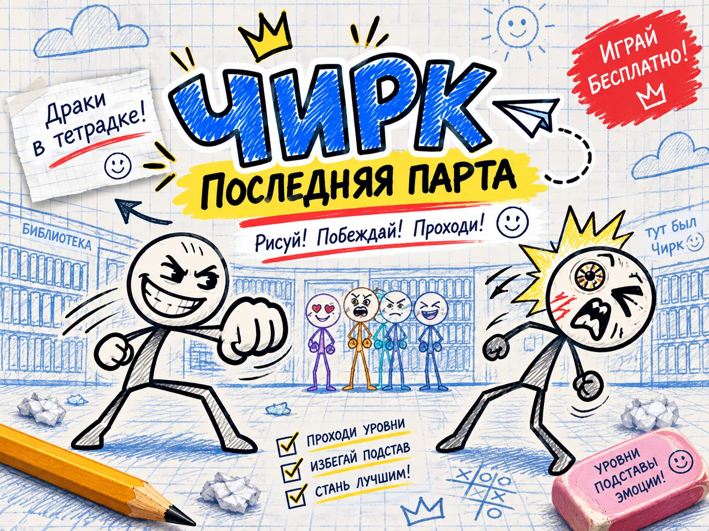 Чирк: Последняя парта - Рисованный файтинг онлайн